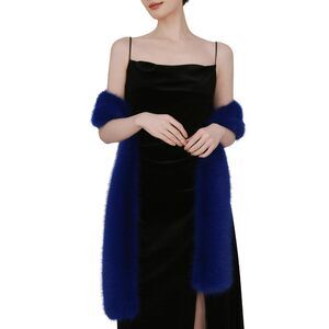 8339 71" X 6" Faux Fur Long Scarf For Women – Soft Plush Winter Wrap, Elegant